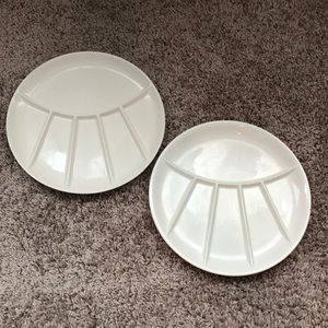 VINTAGE BEAR PAW PLATES 2pc Set Offwhite
